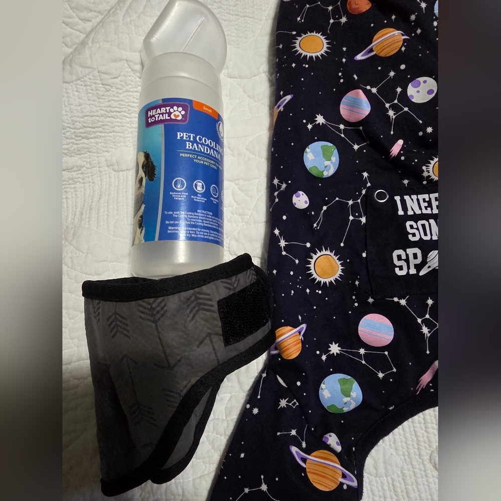 Top Paw Space-Themed Black and White Dog Bandana